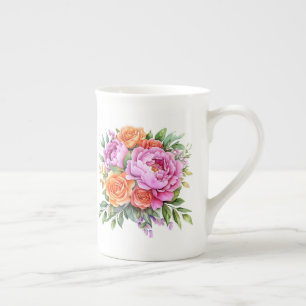Caneca De Porcelana Floral
