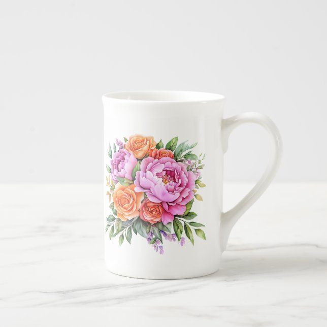 Caneca De Porcelana Floral  (Direita)