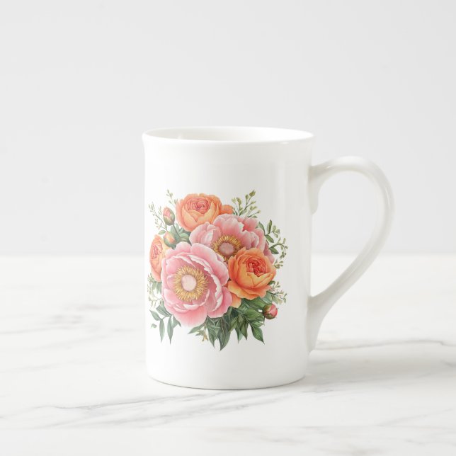Caneca De Porcelana Floral  (Direita)