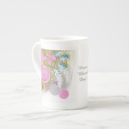 Caneca De Porcelana Floral Abstrato Moderno