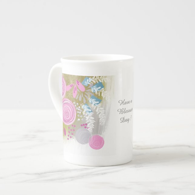 Caneca De Porcelana Floral Abstrato Moderno (Frente Esquerda)