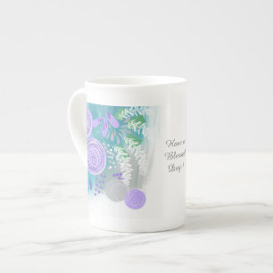 Caneca De Porcelana Floral Abstrato Moderno
