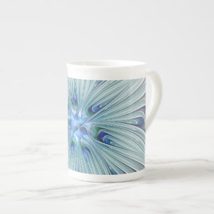 Caneca De Porcelana Floral Beauty Abstrato Modern Blue Pastel Flower