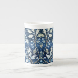 Caneca De Porcelana Floral de Natal abstrato Azul e Prata