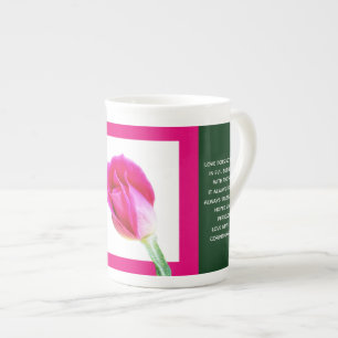 Caneca De Porcelana Floral Mug, Rosa Rosa Rosa Corinto Verso no Amor B