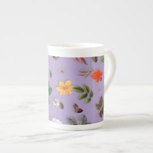 Caneca De Porcelana Flores Amarelas e Rosas Brancas 21