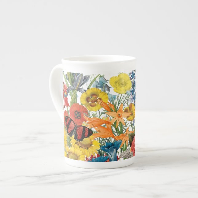 Caneca De Porcelana flores antigas (Frente Esquerda)