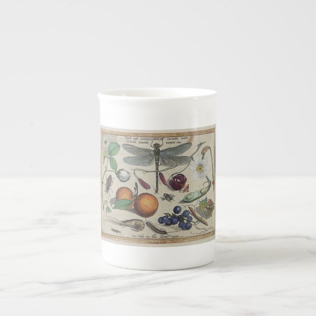 Caneca De Porcelana Flores antigas dos insetos de Hoefnagel (Frente)