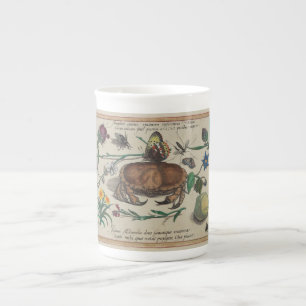Caneca De Porcelana Flores antigas dos insetos de Joris Hoefnagel