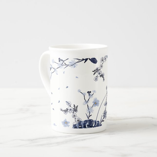 Caneca De Porcelana Flores azuis (Frente Esquerda)