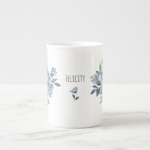 Caneca De Porcelana Flores Azuis do Lover da Flor