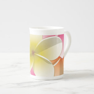 Caneca De Porcelana Flores Brilhantes Frangipani/ Plumeria