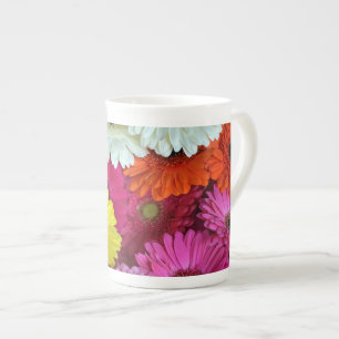 Caneca De Porcelana Flores coloridas de gerber, mug de porcelana óssea