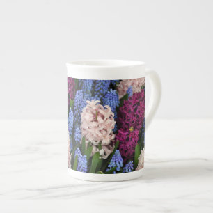 Caneca De Porcelana Flores cor-de-rosa e roxas do jacinto