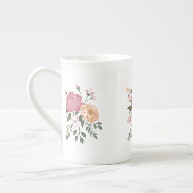 Caneca De Porcelana Flores de aquarela (Esquerda)