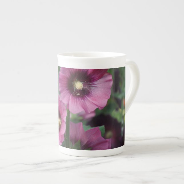 Caneca De Porcelana Flores de hibisco roxas (Frente Esquerda)
