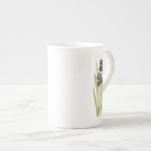 Caneca De Porcelana Flores de Íris Roxas