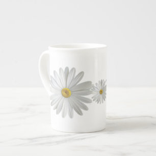 Caneca De Porcelana Flores de Marguerite Branca