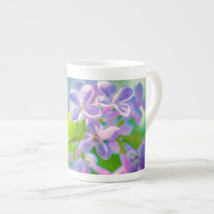 Caneca De Porcelana Flores Liláticas Roxas