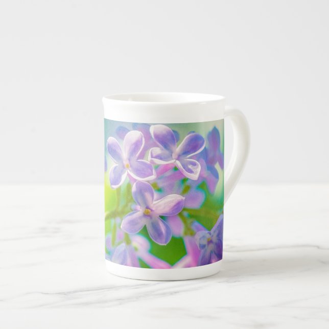 Caneca De Porcelana Flores Liláticas Roxas (Frente Esquerda)