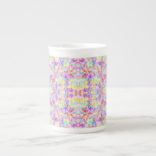 Caneca De Porcelana Flores pastéis abstratas