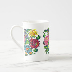 Caneca De Porcelana Flores rústicas húngaras