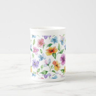 Caneca De Porcelana Flores Sublimação do Padrão Floral- 95652