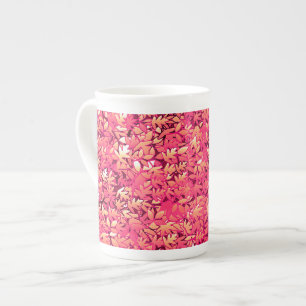 Caneca De Porcelana Folhas de outono, tons de vermelho e laranja