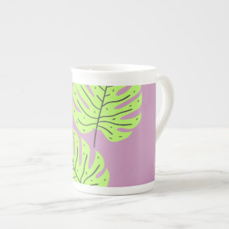 Caneca De Porcelana Folhas Verdes  