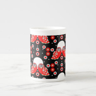 Caneca De Porcelana Folk Art Owl