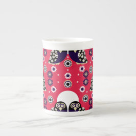 Caneca De Porcelana Folk Art Owl