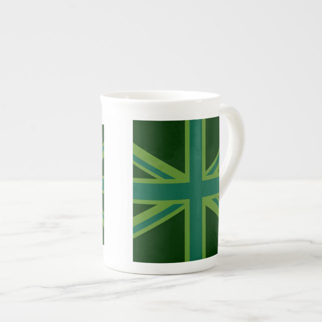 Caneca De Porcelana Forest Green corajoso Union Jack (Frente Esquerda)