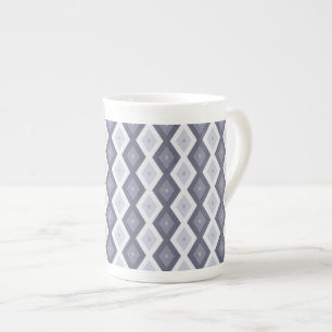 Caneca De Porcelana Formas de diamante de cinza azul