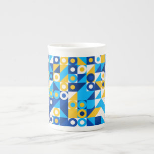 Caneca De Porcelana Formas Em Padrão Invisível De Tendência Amarelo Az