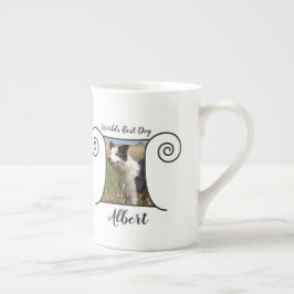 Caneca De Porcelana Foto de cão com quadro de estilo boho e texto
