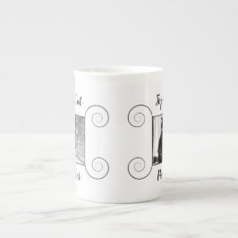 Caneca De Porcelana Foto de gato bonito com quadro desenhado à mão e s