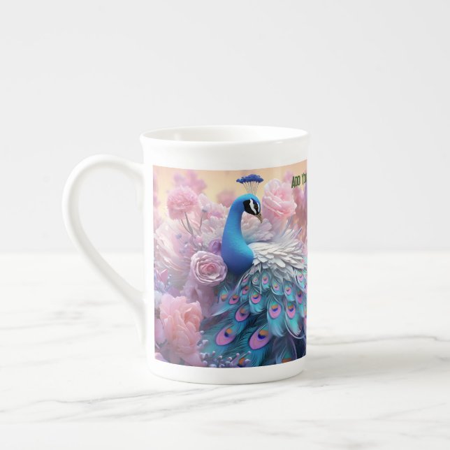 Caneca De Porcelana Foto personalizada do Pet: Peacock elegante e colo (Esquerda)