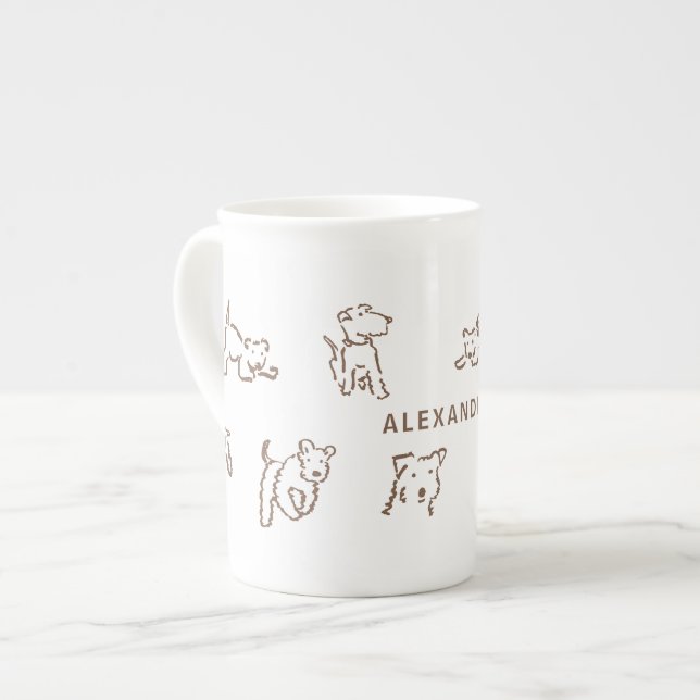 Caneca De Porcelana Fox Terrier Personalizado (Frente Esquerda)