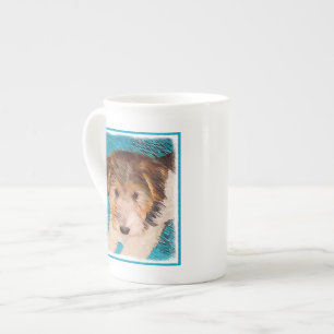 Caneca De Porcelana Fox Terrier Puppy Painting - Arte Original De Cão