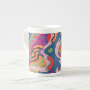 Caneca De Porcelana "Fred the Cosmic Worm" Abstrato Art