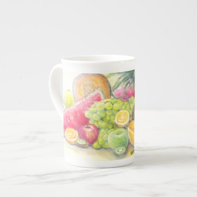Caneca De Porcelana Frutas felizes (Frente Esquerda)
