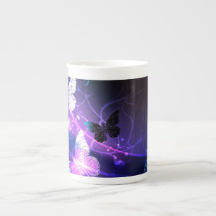Caneca De Porcelana Fundo com Borboletas Noturnas