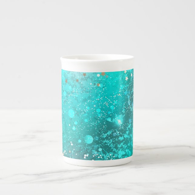 Caneca De Porcelana Fundo do Mint Turquoise Foil (Frente)