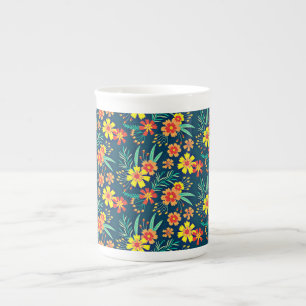 Caneca De Porcelana Fundo Floral Belo Design-46566