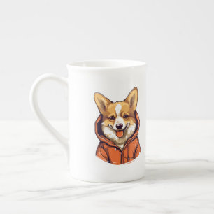 Caneca De Porcelana Funny Corgi Vestindo Hoodie