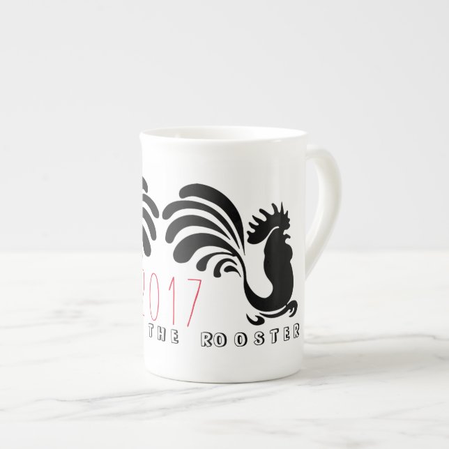Caneca De Porcelana Funny Roosters Chinês Ano Novo 2017 Mug 3 (Frente Esquerda)