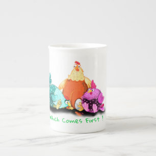 Caneca De Porcelana Galinhas Engraçadas Esperando Ovo Para Atch - Tex