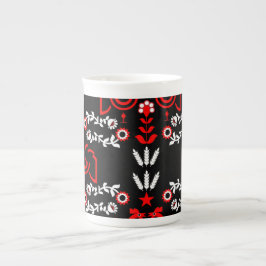 Caneca De Porcelana Galo Escandinavo Arte Folclórica