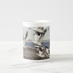Caneca De Porcelana Gansos da Neve Voadores