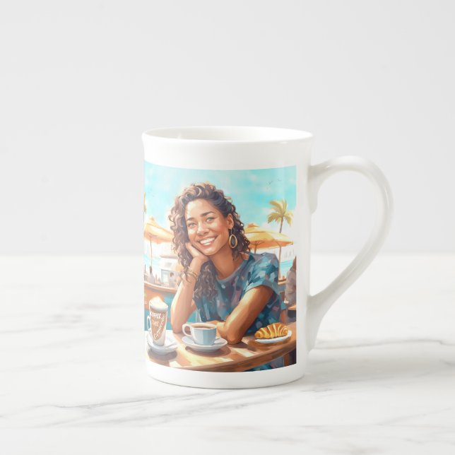 Caneca De Porcelana Garota com café (Direita)